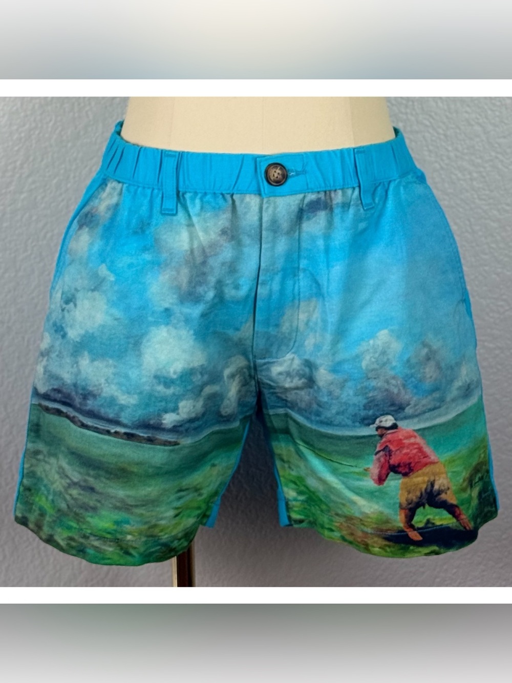 Chubbies Men’s Shorts with Wm. Lamb Blue Scenic Fly Fishing Print Medium